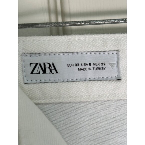 ZARA High Rise Wide Leg Jeans Size 0 / EUR 32 Light Wash Distressed Denim Y2K - Picture 8 of 12